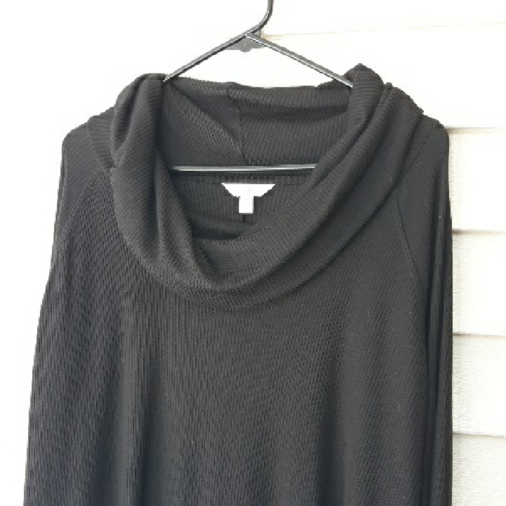 Terra & sky women's Black Cowl Neck Sweater ribbed stretchy plus size 4x